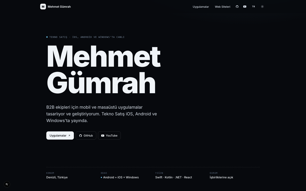 mgumrah.com sitesi — anasayfa önizleme