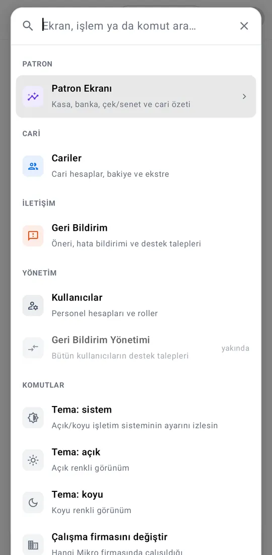Gümrah Saha — Search and commands screenshot