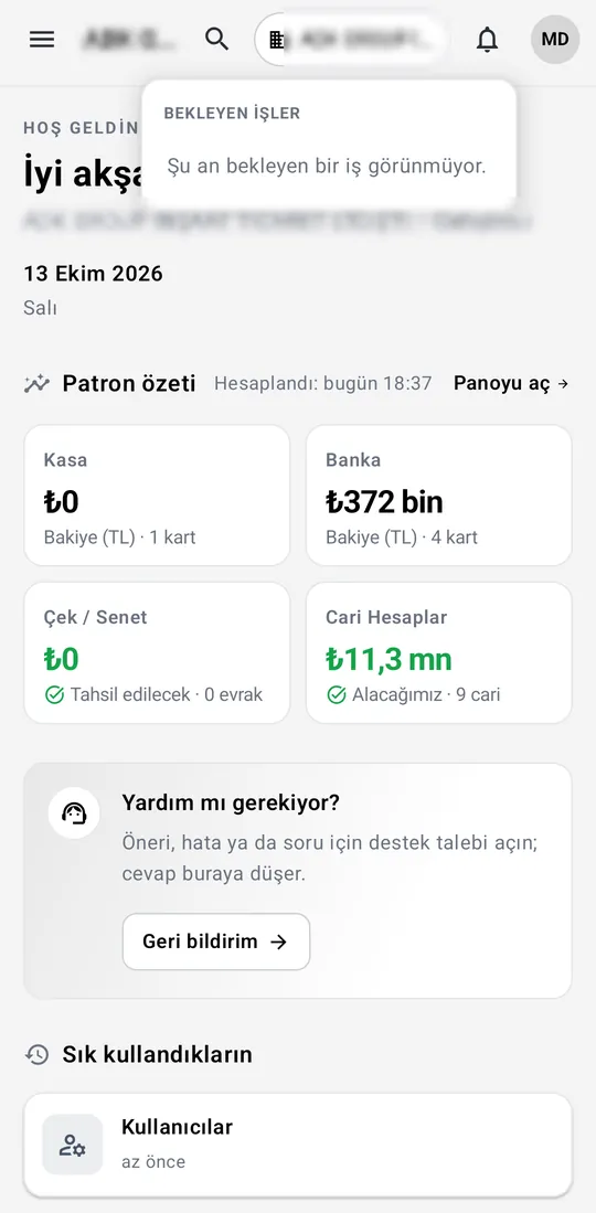 Gümrah Saha — Pending items screenshot