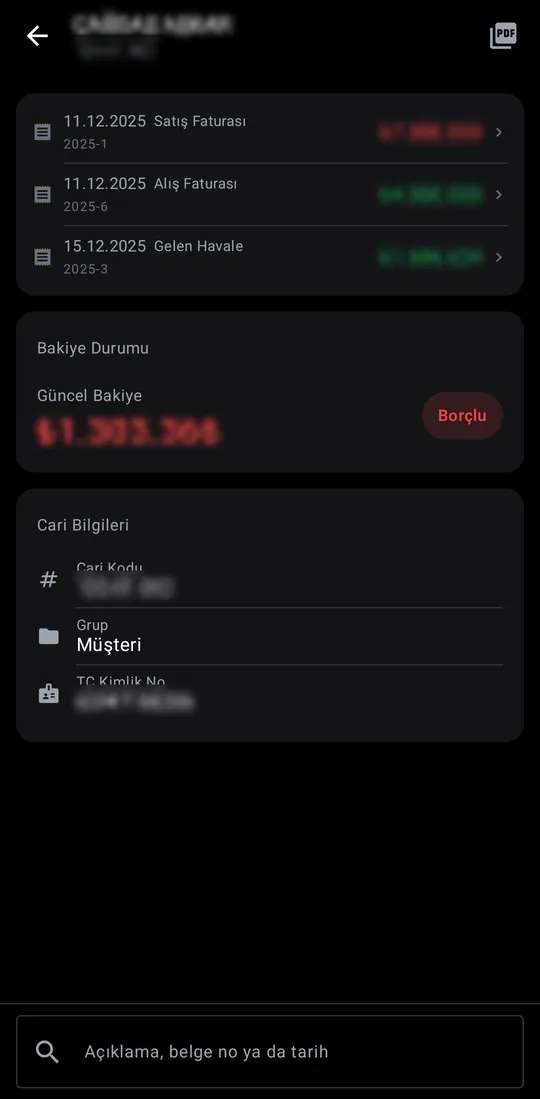 Gümrah Saha — Account card and statement screenshot