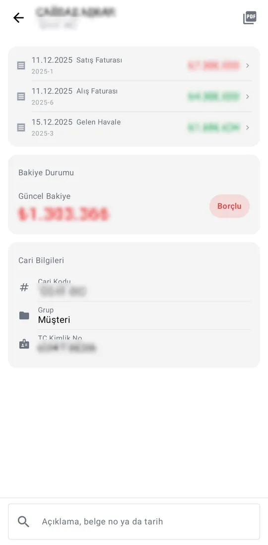 Gümrah Saha — Account card and statement screenshot