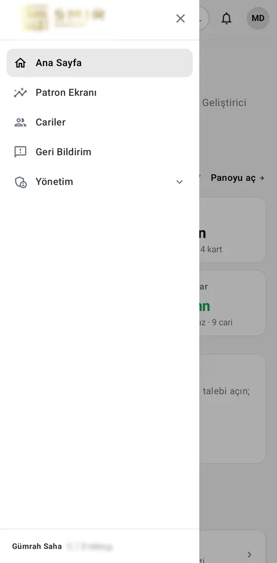 Gümrah Saha — Side menu screenshot