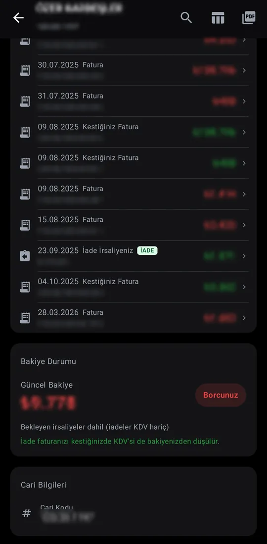Tekno Portal — Account statement screenshot