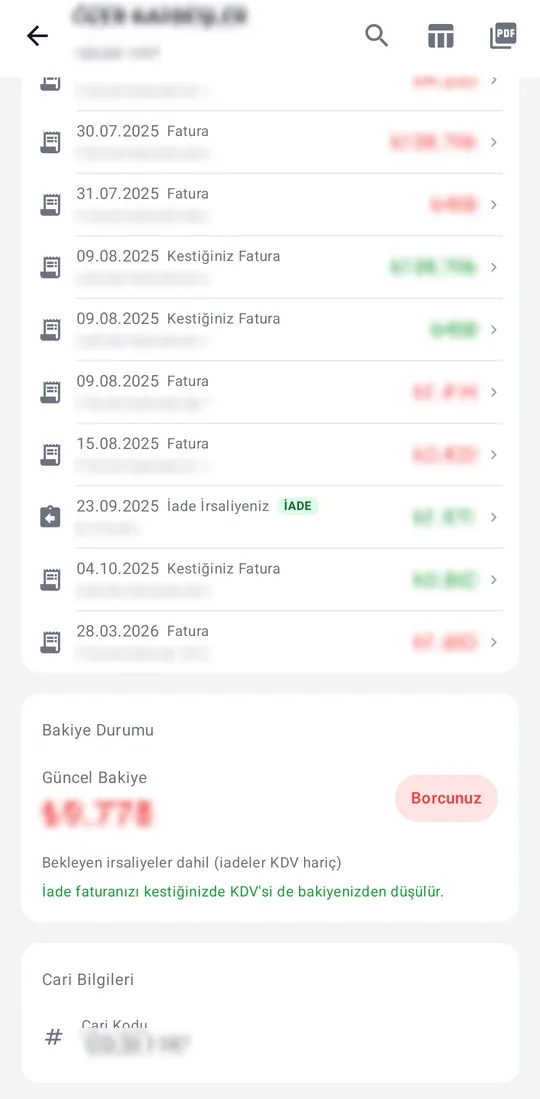 Tekno Portal — Account statement screenshot