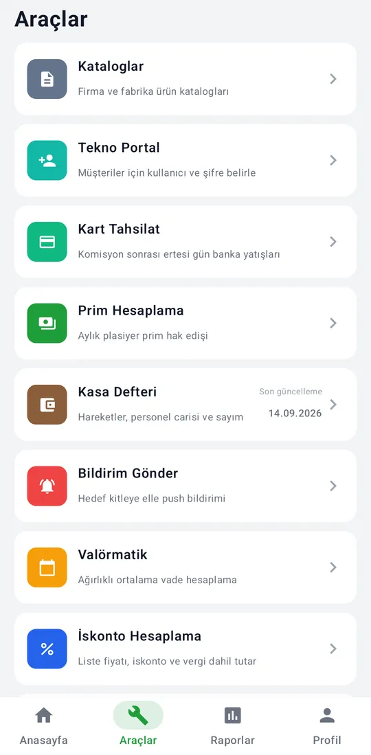 Tekno Sales — Tools tab screenshot