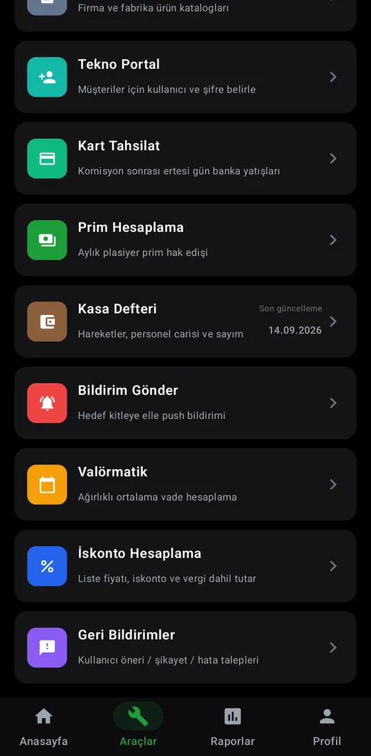 Tekno Sales — Tools tab screenshot