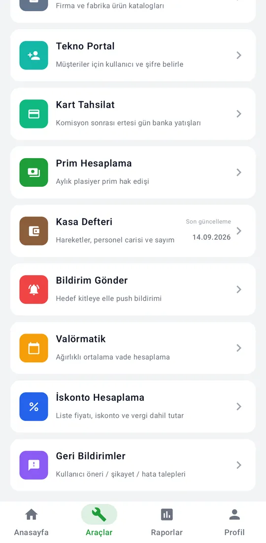 Tekno Sales — Tools tab screenshot