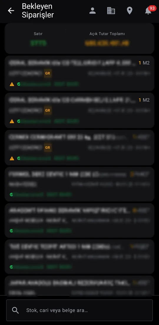 Tekno Sales — Pending Orders screenshot