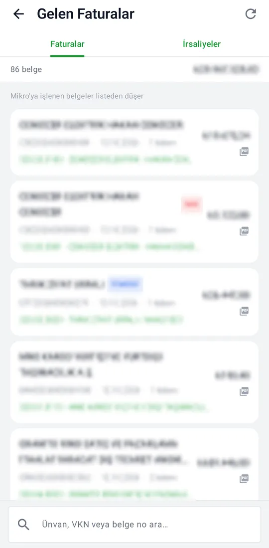 Tekno Sales — Incoming Invoices screenshot