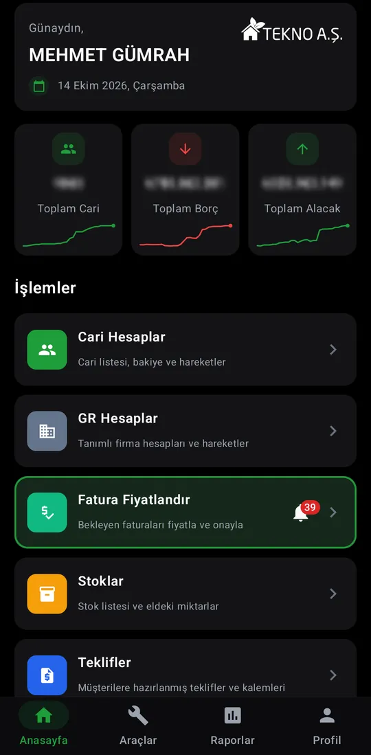 Tekno Sales — Home screen screenshot