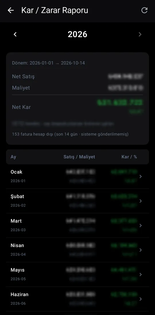 Tekno Sales — Profit / Loss Report screenshot
