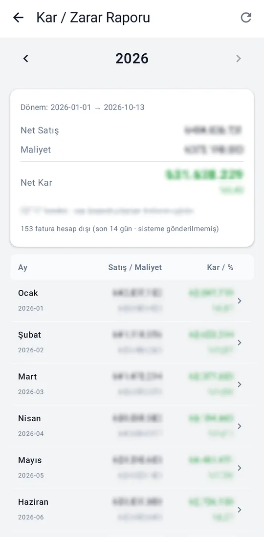 Tekno Sales — Profit / Loss Report screenshot