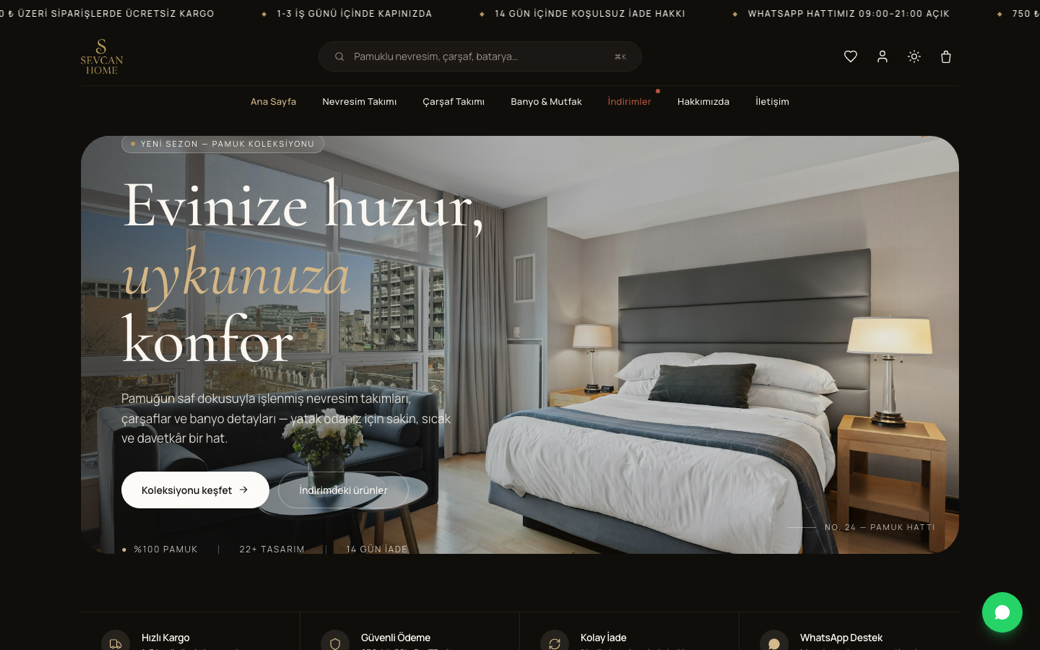 Sevcan Home sitesi — anasayfa önizleme